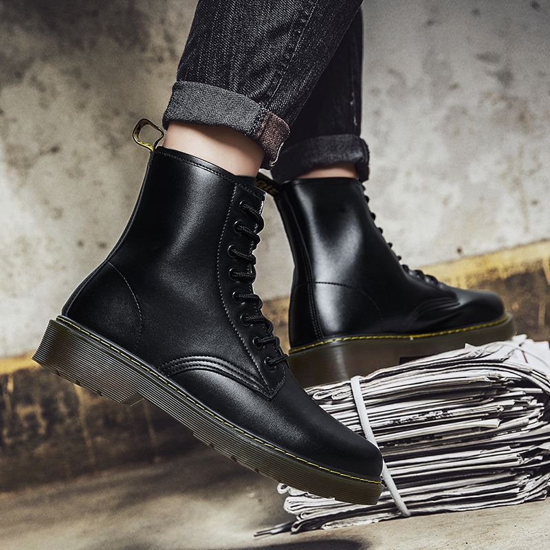 Mens Ankle Top  Boots Hiking Booties-Black