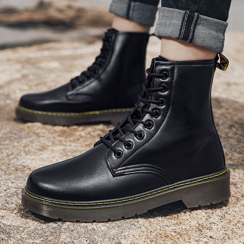 Mens Ankle Top  Boots Hiking Booties-Black