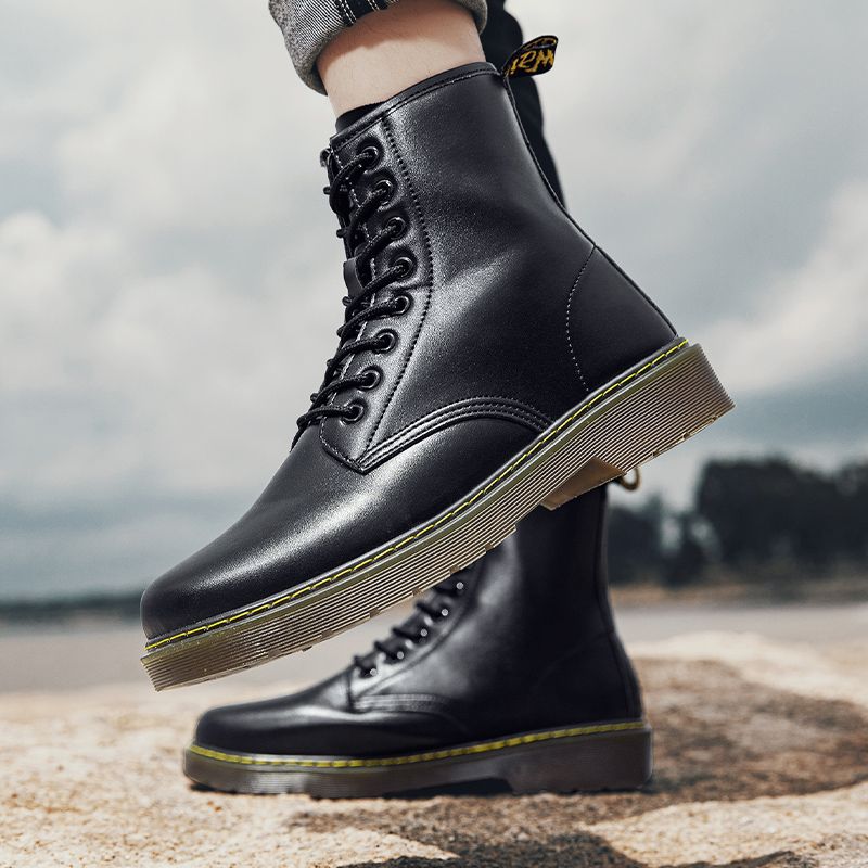 Mens Ankle Top  Boots Hiking Booties-Black