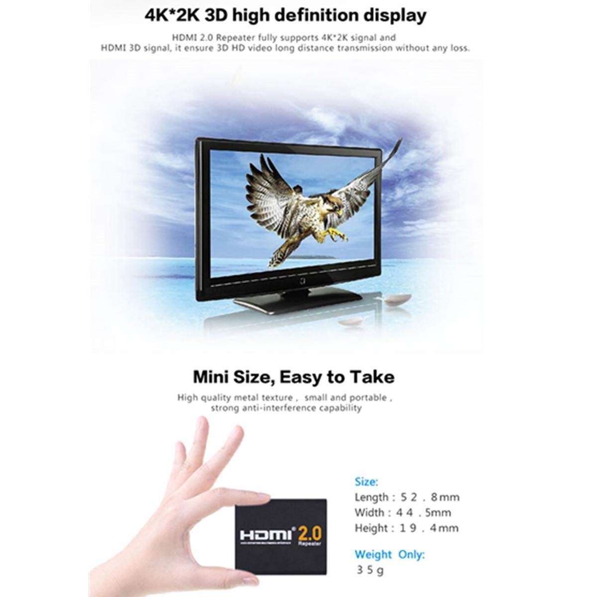 HDMI 2.0 Repeater Extender HD 4K 2K 3D 1080P