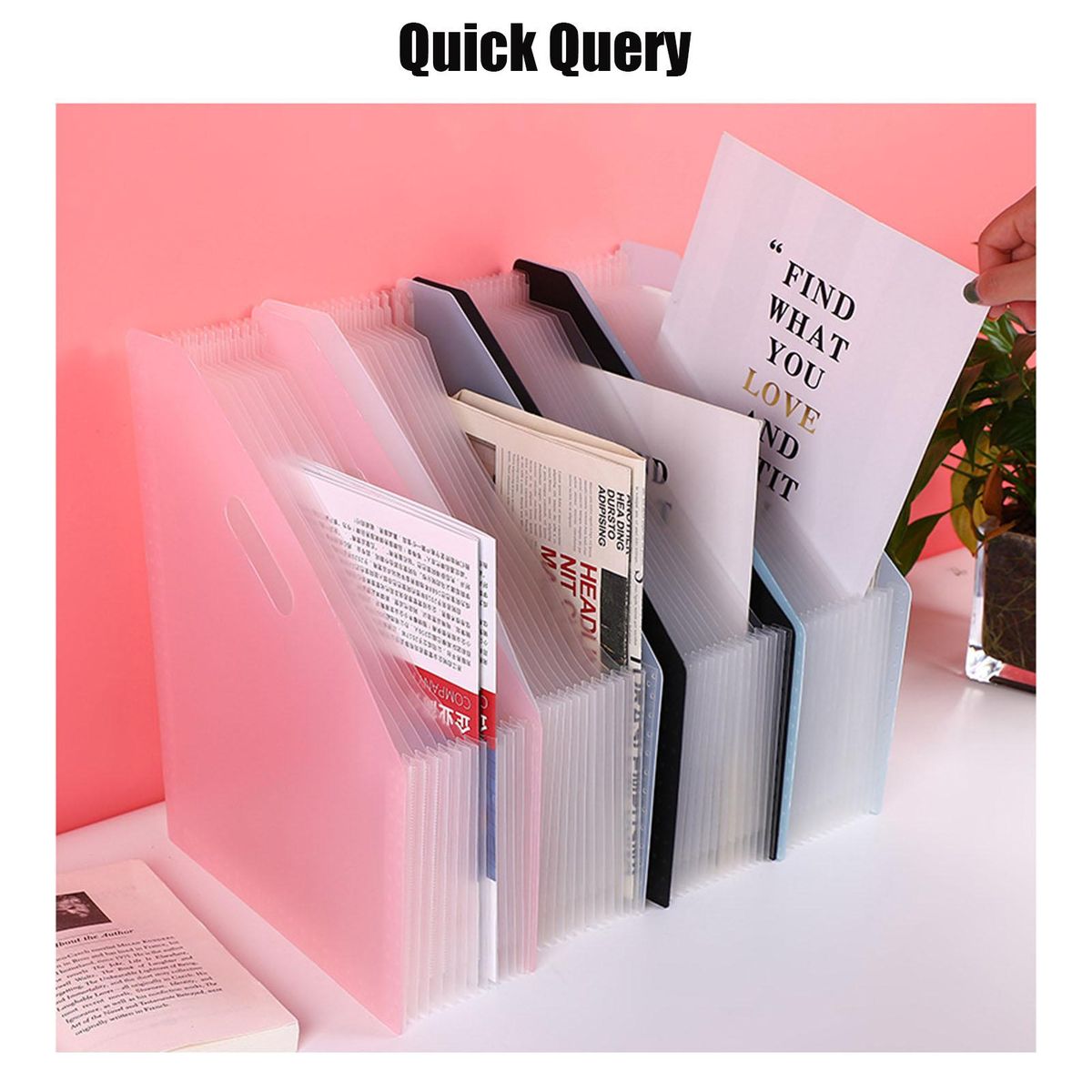 Telescopic Standing Organ Bag 13-Grid Multi-layer File Document Test Paper Storage Folder Desktop Organizer