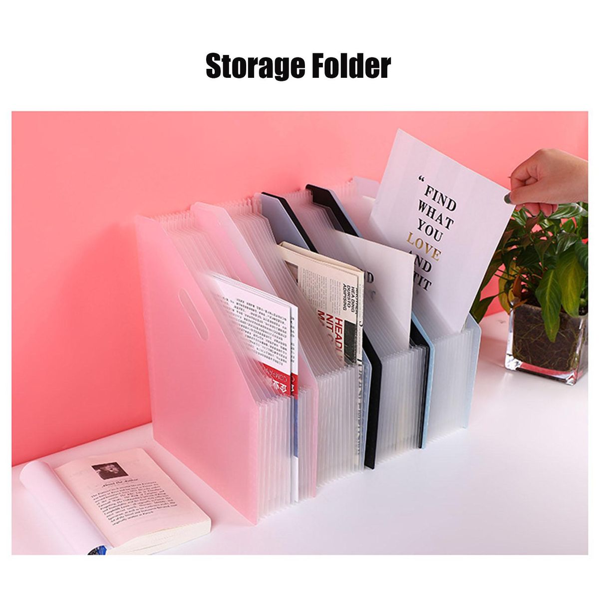 Telescopic Standing Organ Bag 13-Grid Multi-layer File Document Test Paper Storage Folder Desktop Organizer