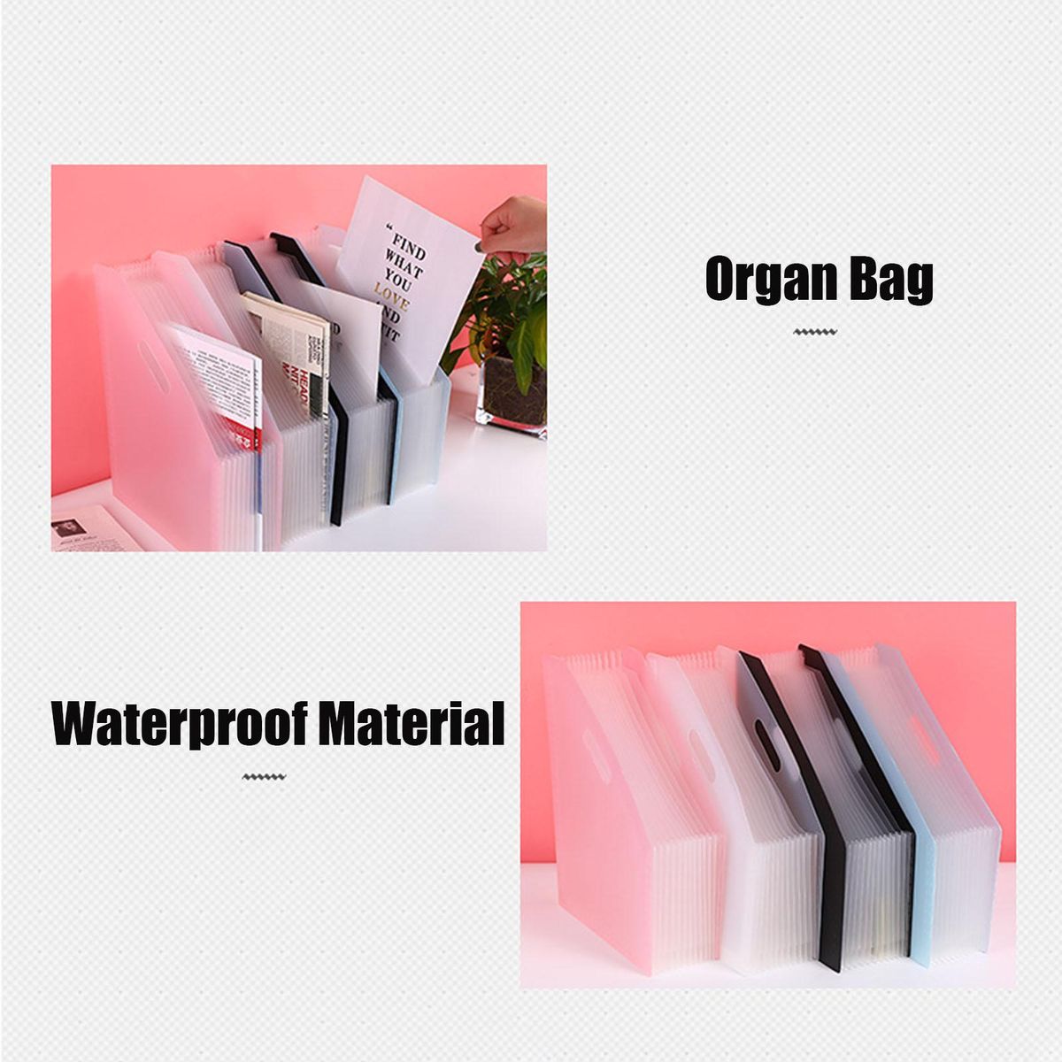 Telescopic Standing Organ Bag 13-Grid Multi-layer File Document Test Paper Storage Folder Desktop Organizer