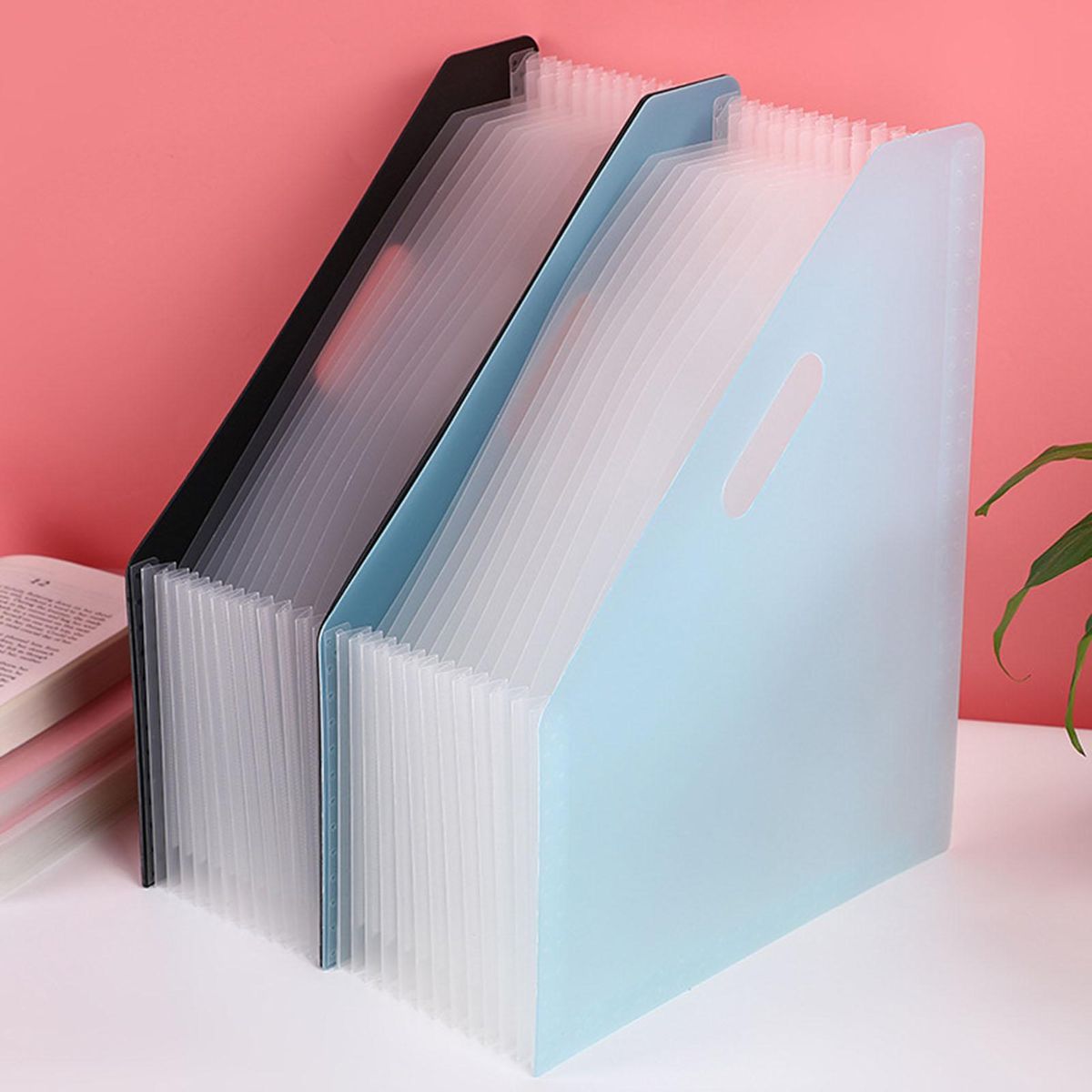 Telescopic Standing Organ Bag 13-Grid Multi-layer File Document Test Paper Storage Folder Desktop Organizer