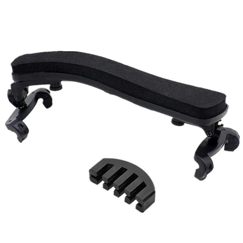 Violin Shoulder Rest for 4/4-3/4 Size with Collapsible and Height Adjustable Feet Including a Violin Practice Mute