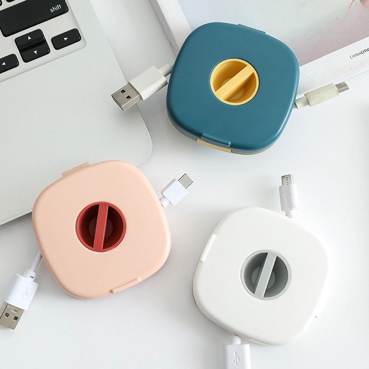 Tangle-Free Cord Organizer with Phone Stands Multifunction Cord Management Storage Cases Retractable Cable Winder Organizer for USB Data Cable Power Cords Headphones Cord