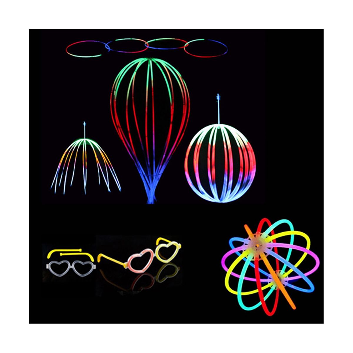 100PCS Fluorescence Light Glow Sticks Bracelets Necks Neon