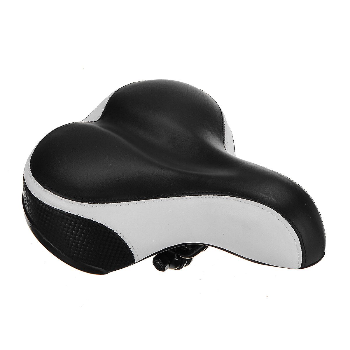 Bicycle Saddle Double-Spring Comfort Wide Big Pad Reflective Seat White