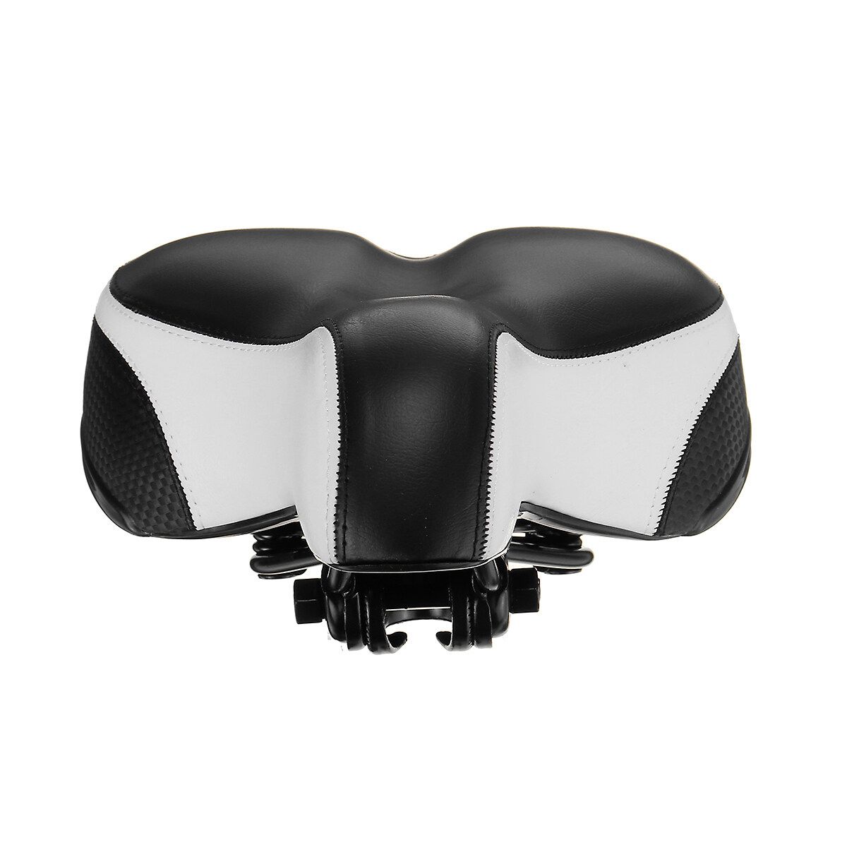 Bicycle Saddle Double-Spring Comfort Wide Big Pad Reflective Seat White