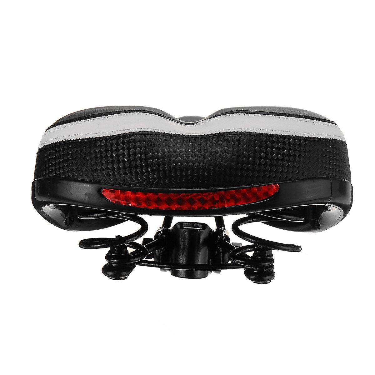 Bicycle Saddle Double-Spring Comfort Wide Big Pad Reflective Seat White
