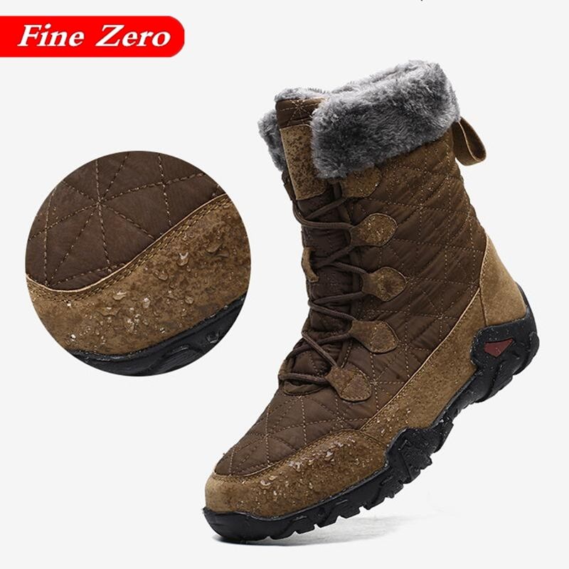 Winter With Fur Snow Boots For Men Sneakers Male Shoes Adult Casual Quality Waterproof Ankle -30 Degree Celsius Warm Boots-Army Green