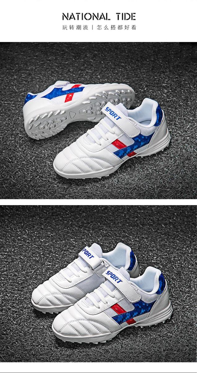 Soccer Shoes Children's Velcro Football Shoes Blue