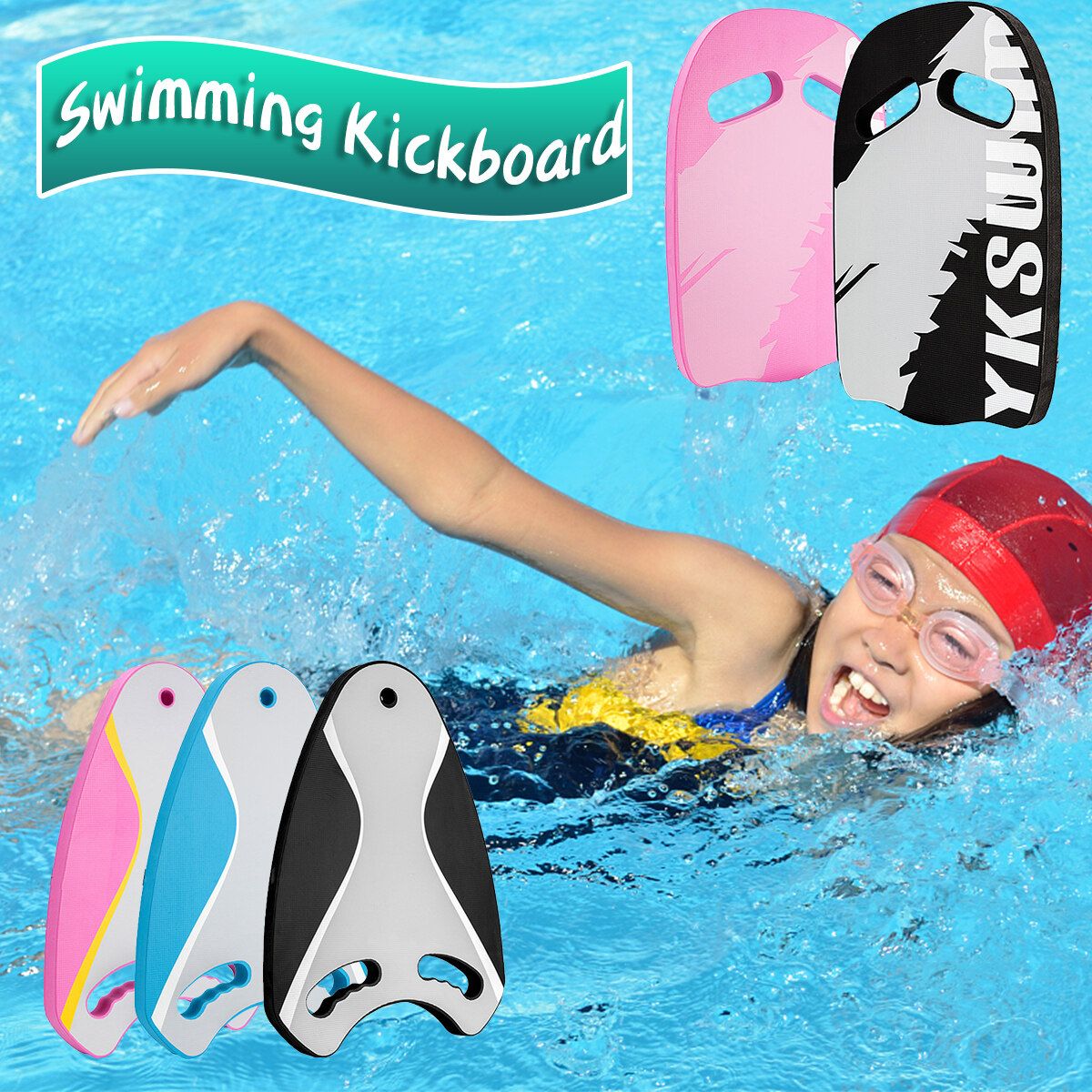Kids Adults Swimming Swim Kickboard Pool Training Aid EVA Float Board Tool Style A Pink