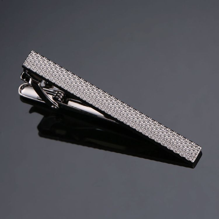 Tie Clip 2 PCS Brass Polished Men Tie Clip, Color: Black Batch Flower