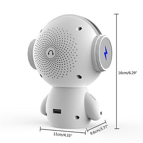 Mini Portable Robot Smart Blueototh Speaker With BT CSR 3.0 Plus Bass Music Calls Handsfree TF MP3 AUX With Charging Function-White HT-S
