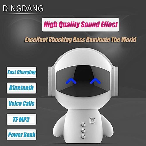 Mini Portable Robot Smart Blueototh Speaker With BT CSR 3.0 Plus Bass Music Calls Handsfree TF MP3 AUX With Charging Function-White HT-S