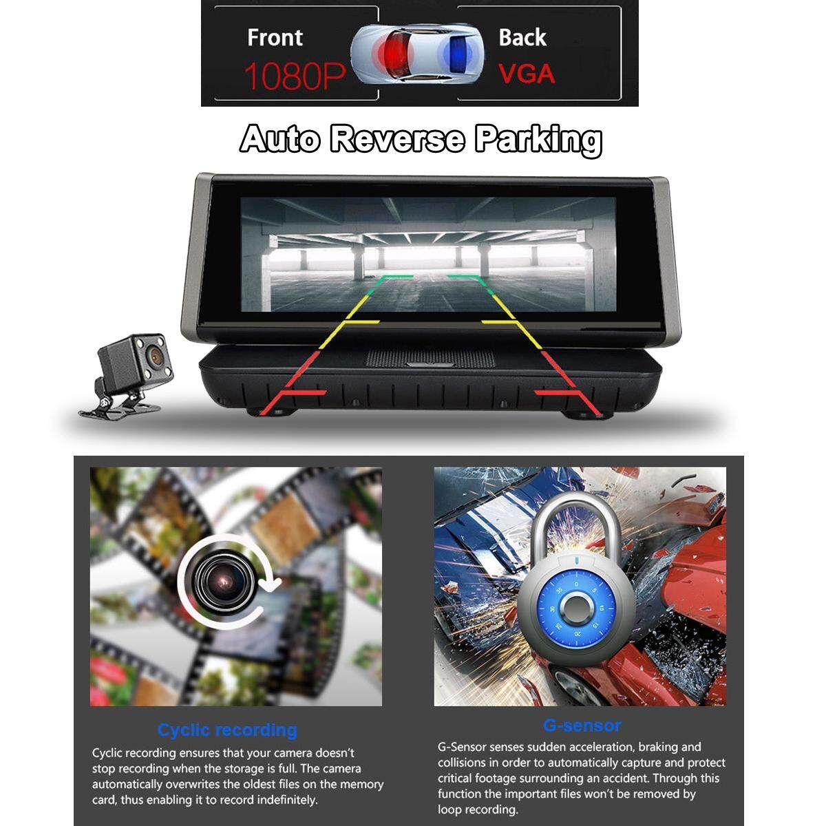 8'' 4G HD 1080P Dual Lens Auto Kamera Navigation DVR Recorder Wifi GPS Dashcam