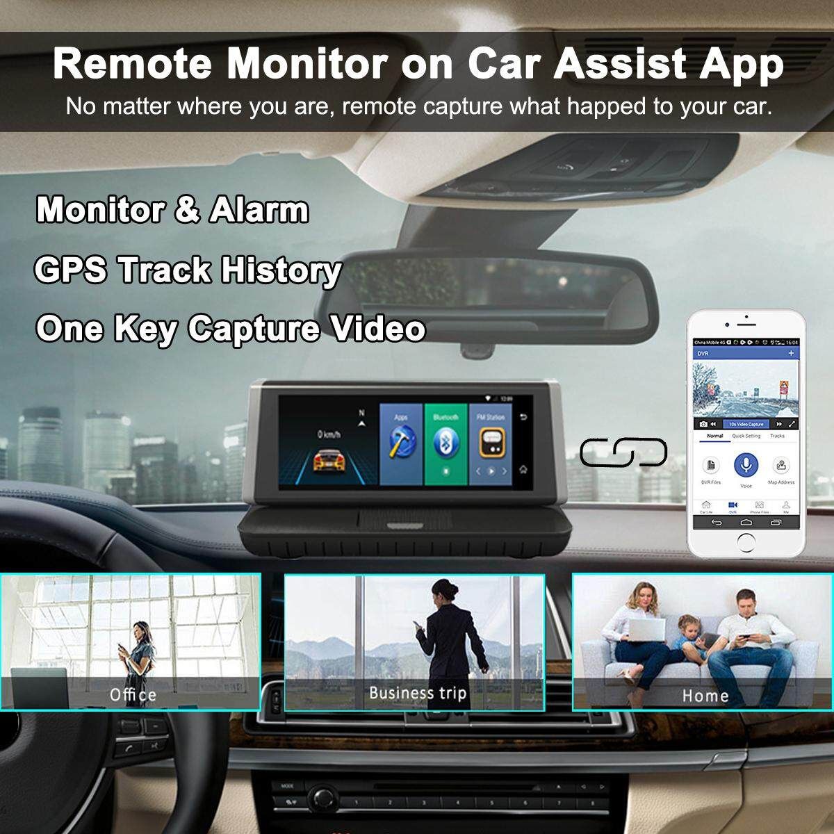 8'' 4G HD 1080P Dual Lens Auto Kamera Navigation DVR Recorder Wifi GPS Dashcam