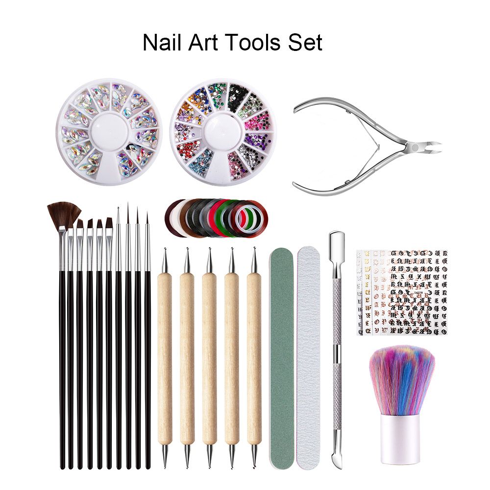 Nail Art Tools Dotting Pen Nail Painting Pen Cuticle Clipper Nail Pusher Nail Dust Brush
