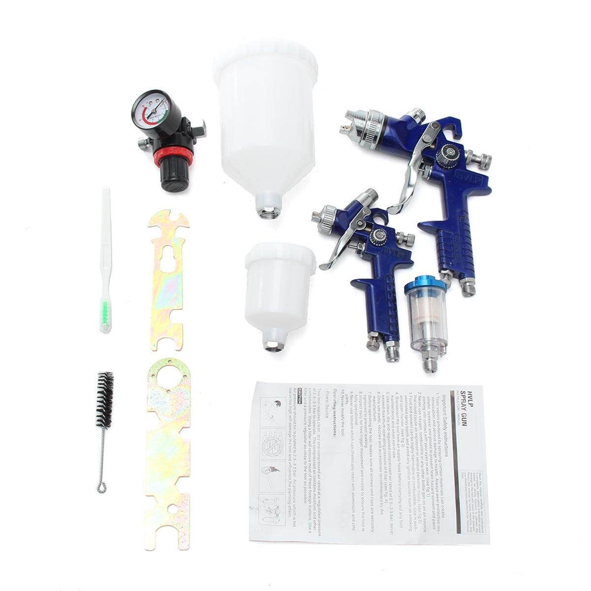 HVLP 0.8mm+1.4mm 2-Spray Set Nozzle Paint Primer Kit Air Gravity Feed