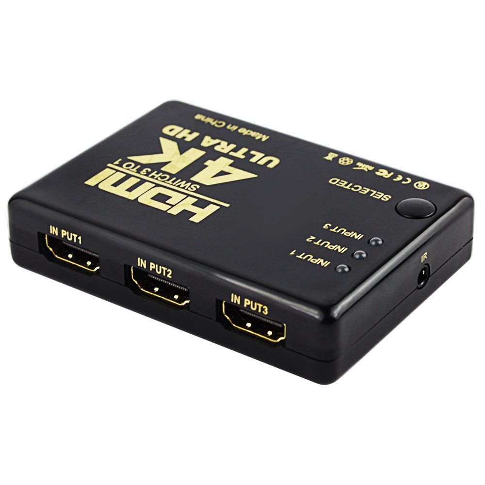 Ultra HD 4K x 2K HDMI Switch 3x1 3 Port Switcher Selector 3D 1080p w/ IR Remote