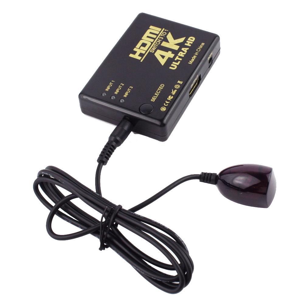 Ultra HD 4K x 2K HDMI Switch 3x1 3 Port Switcher Selector 3D 1080p w/ IR Remote
