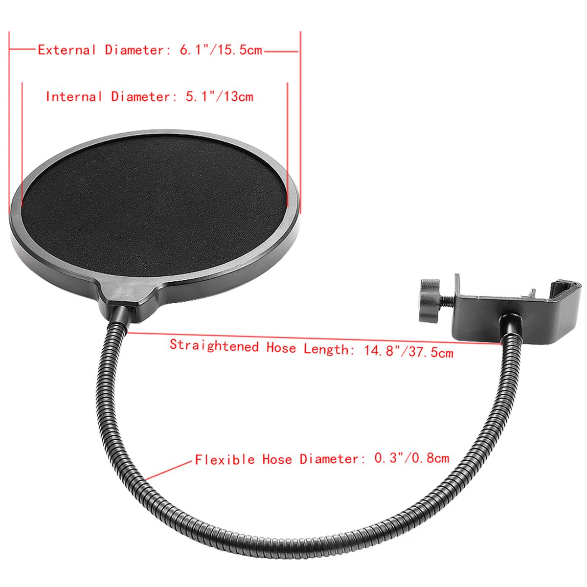 Desktop Microphone Suspension Boom Scissor Arm Stand With Microphone Clip Holder, Table Mounting Clamp And Pop Filter Windscreen Mask Shield Kit For Studio Broadcasting,Singing,Recording(White)