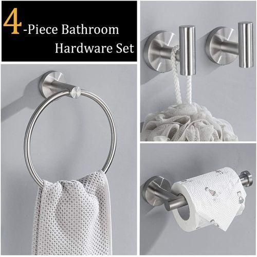 4Pcs Bathroom Hardware Set Stainless Steel Towel