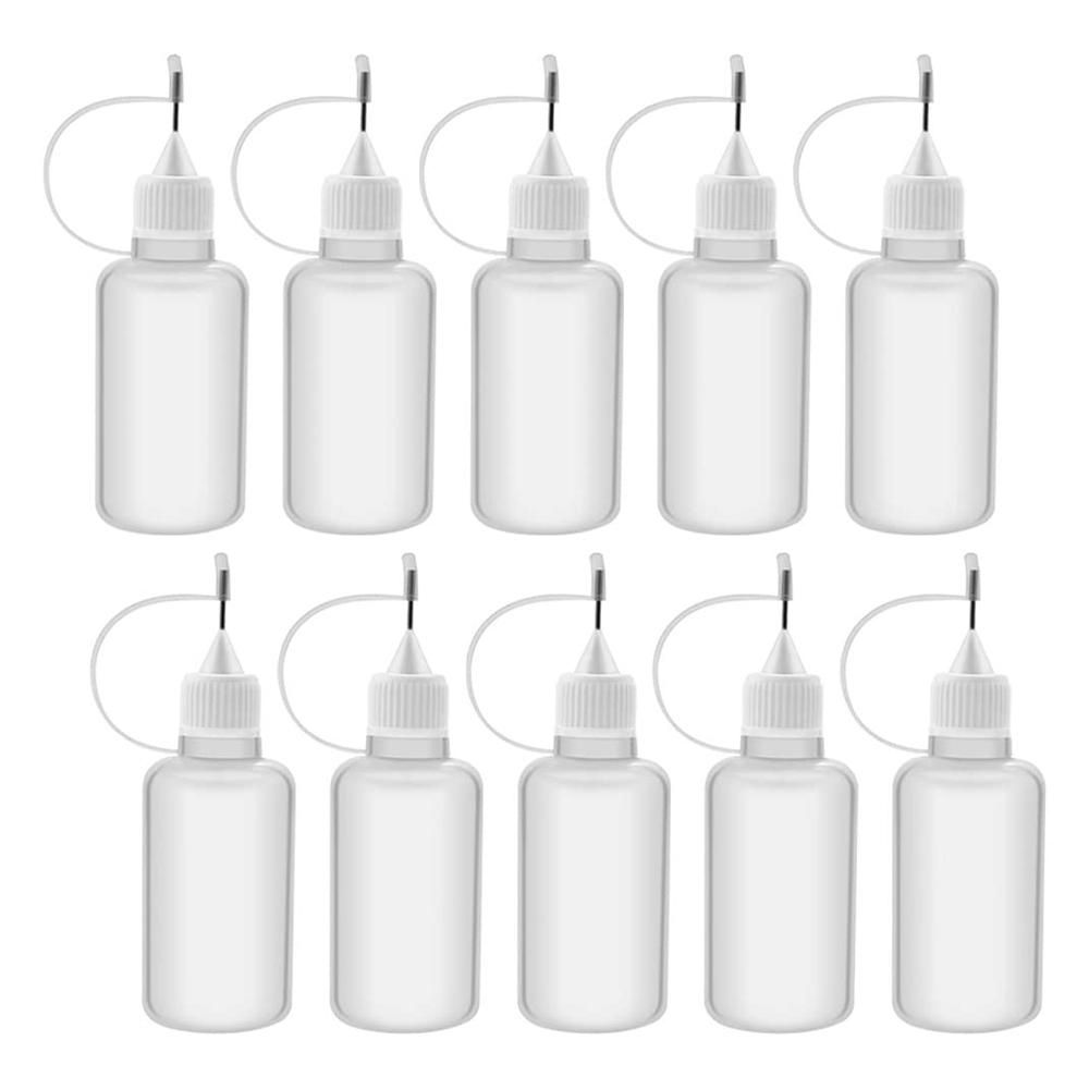 10Pcs 30Ml Plastic Squeezable Tip Applicator Bottle Refillable Dropper Bottles with Needle Tip Caps for Glue DIY