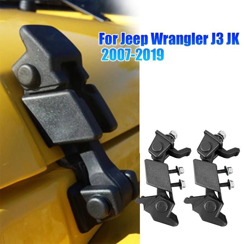 2PCS 55395653AG Bracket Latches Hood Lock with Handle for Wrangler J3 JK 2007-2019 Car Accessories