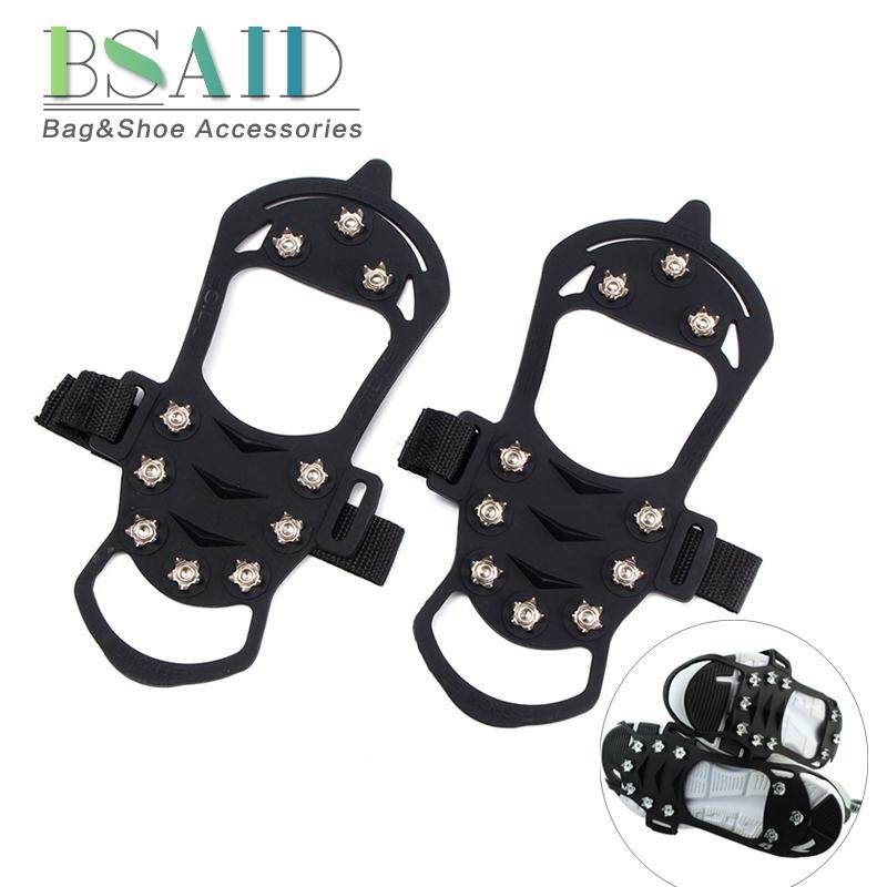 Snow Ice Strap Climbing Cleats Spikes Anti Non Slip Boots Shoes Grip Crampons XL Black XL