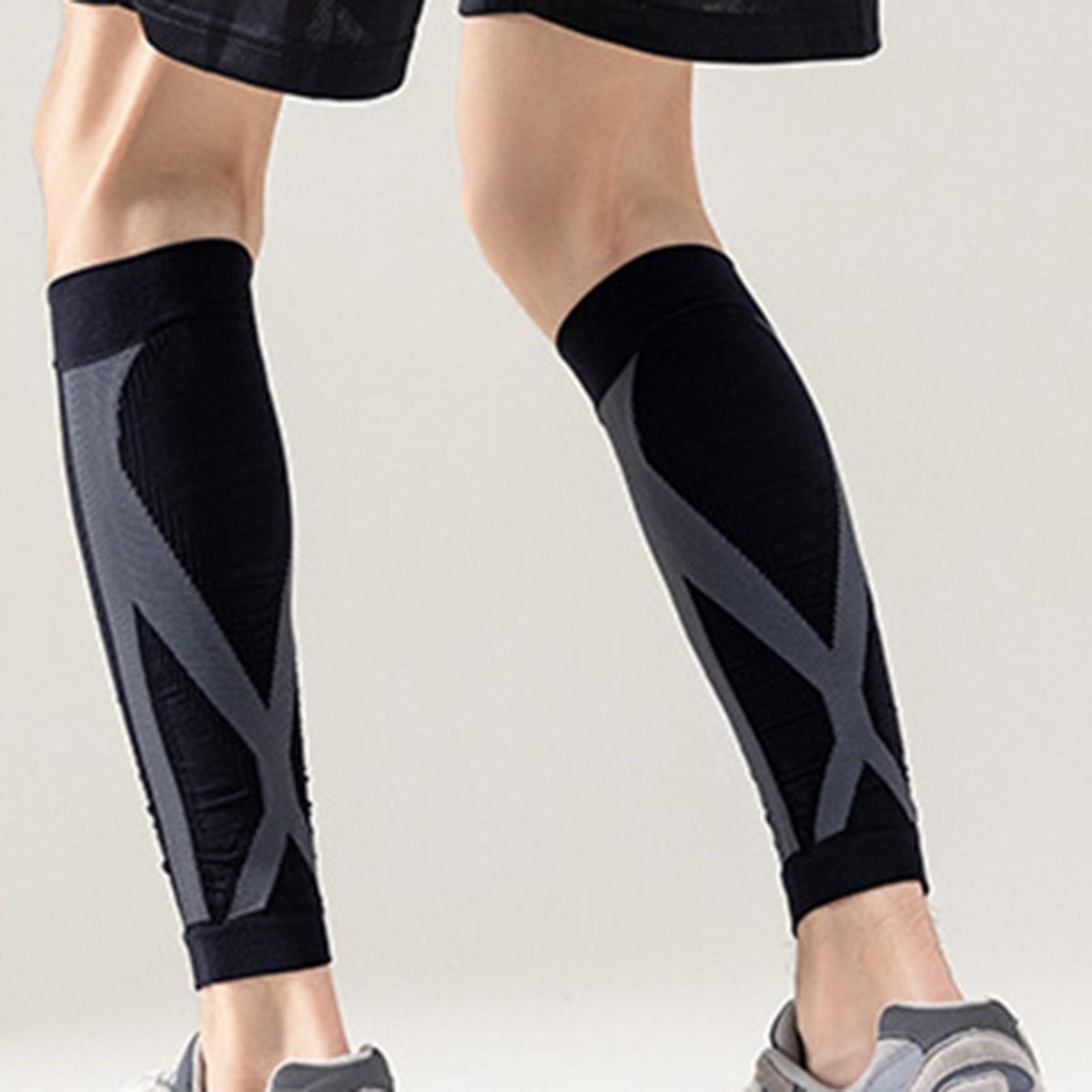 1 Pair Calf Compression Sleeves Elastic Compression Calf Sleeves Leg Black Gray