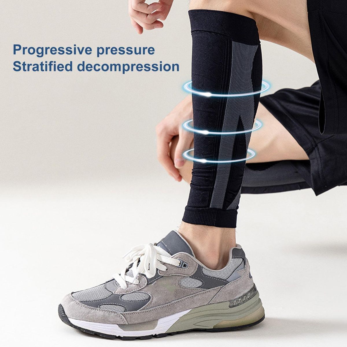 1 Pair Calf Compression Sleeves Elastic Compression Calf Sleeves Leg Black Gray