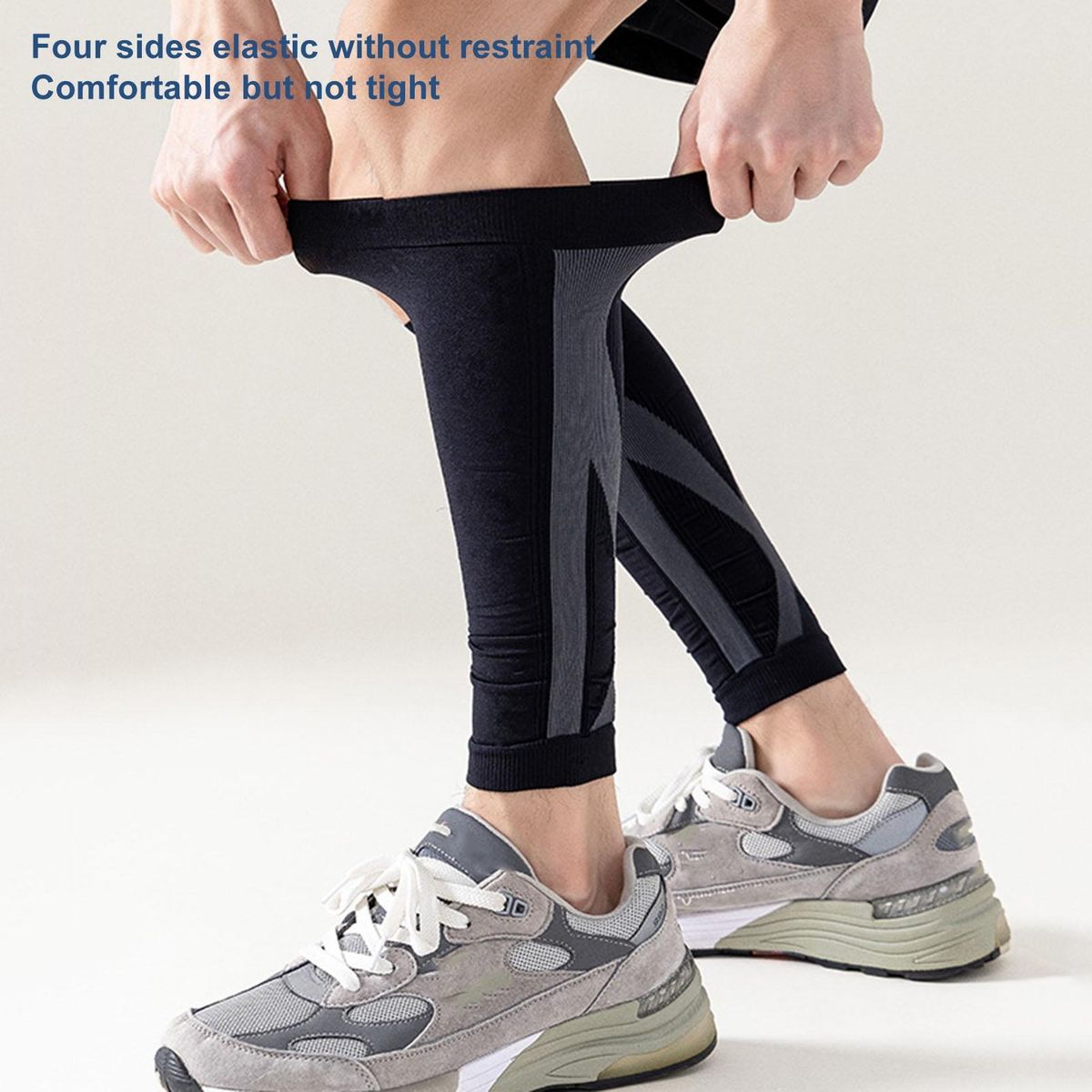 1 Pair Calf Compression Sleeves Elastic Compression Calf Sleeves Leg Black Gray