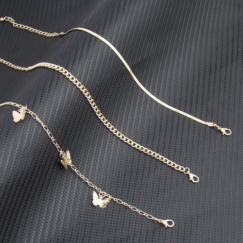 Exotic Quality Design Leg Chain For Elegant Ladies Gold Chain 3 In 1 Set