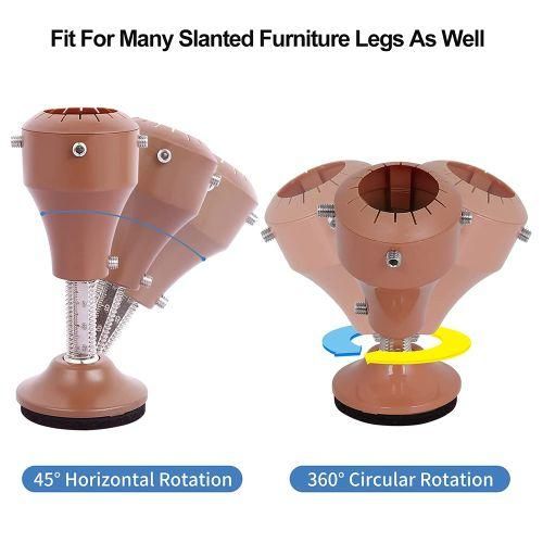 4 Pack Adjustable Bed Risers 360° Rotatable