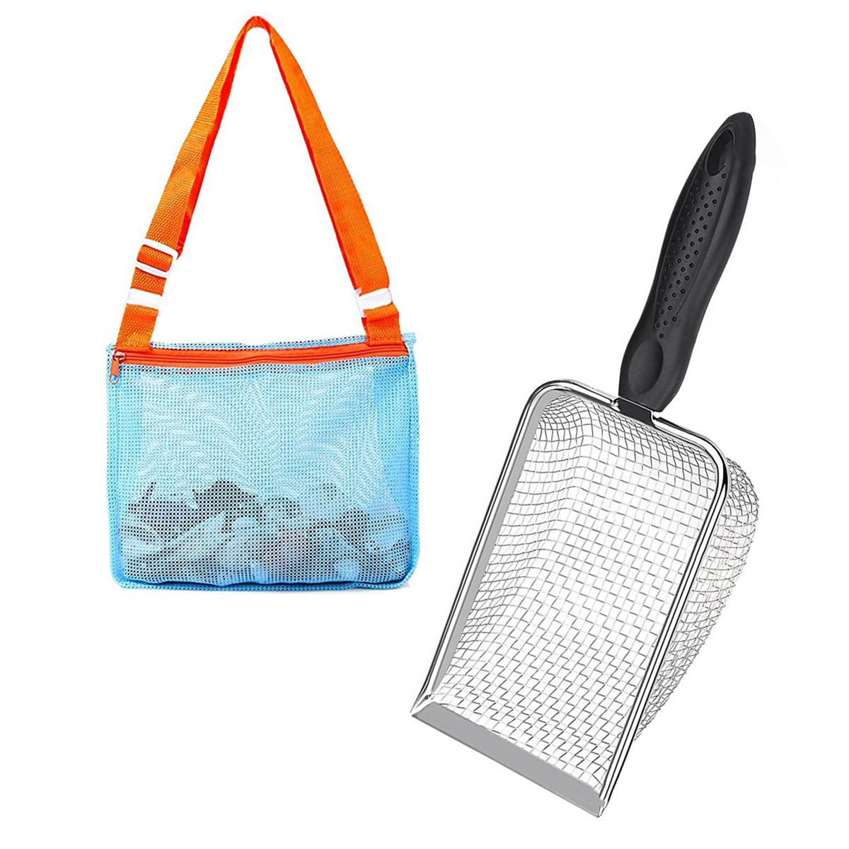 Beach Mesh Shovel with Mesh Beach Bag for Filter Sand, Kids