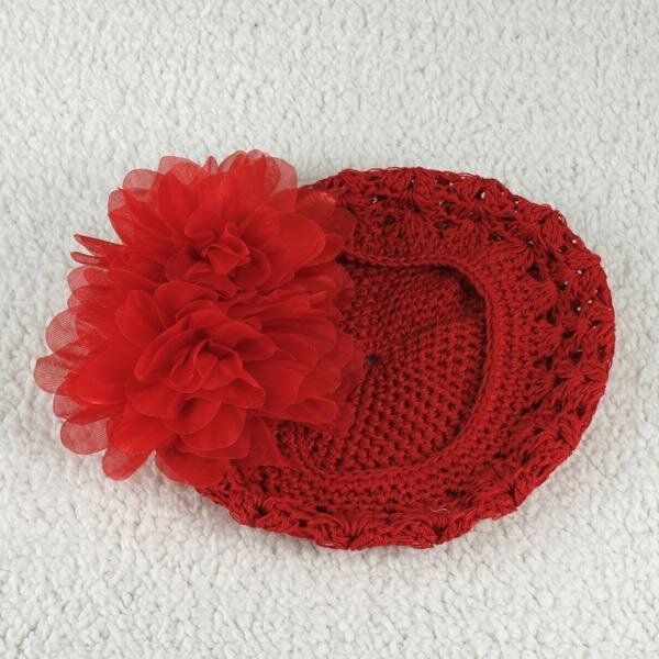 Warm Winter Baby Infant Toddler Beanie Hat Kids Boys Girls Hand Crochet Knit Cap Red Red