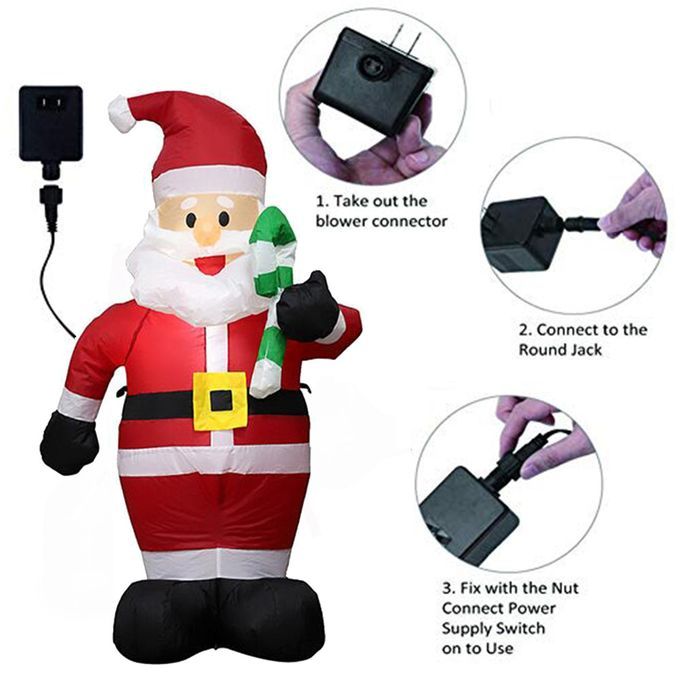 Christmas Inflatable Santa Claus With Candy Cane Home