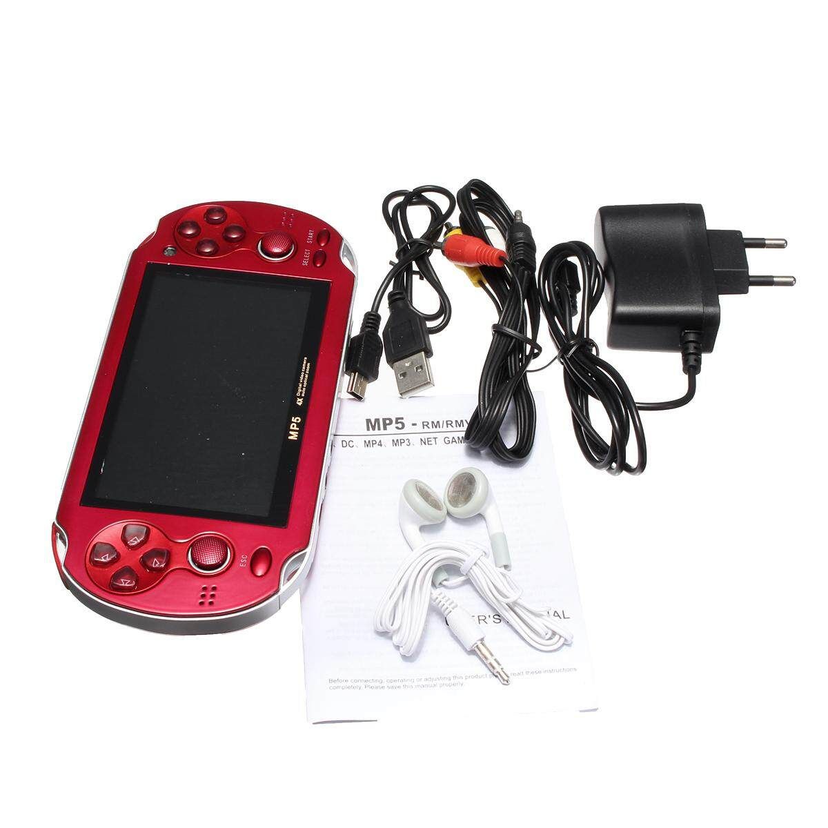 8GB Video Game Console Free 2000 Games 4.3 Inch MP5 MP6 Players Handheld Game Player 4Colors Red (red)