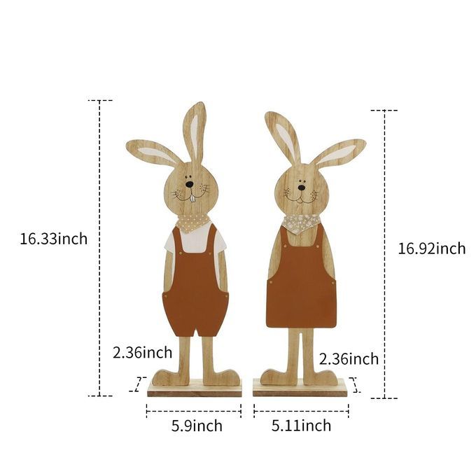 Christmas Wood Figurine Festival Easter Rabbit Shape Statue