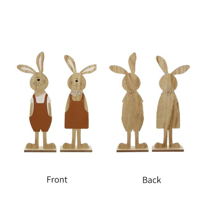 Christmas Wood Figurine Festival Easter Rabbit Shape Statue