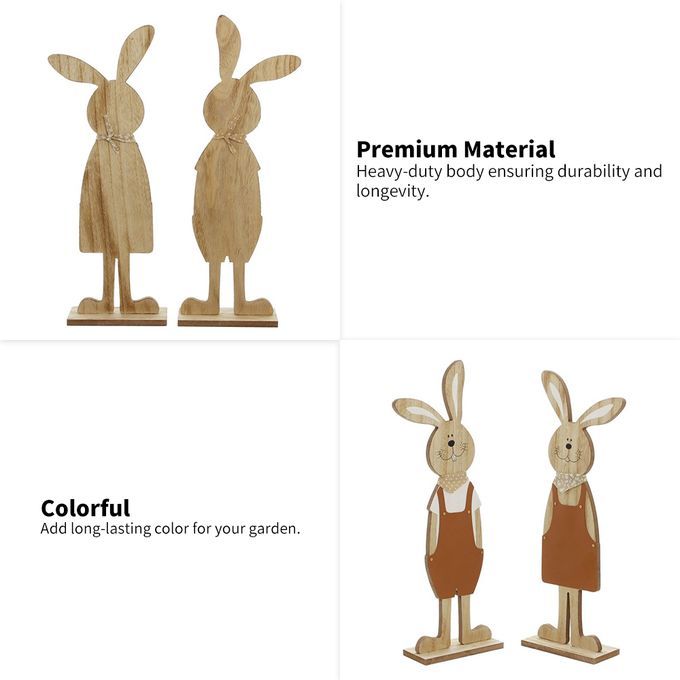 Christmas Wood Figurine Festival Easter Rabbit Shape Statue