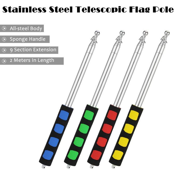 2 Meters Outdoor Stainless Steel Telescopic Flag Pole For T