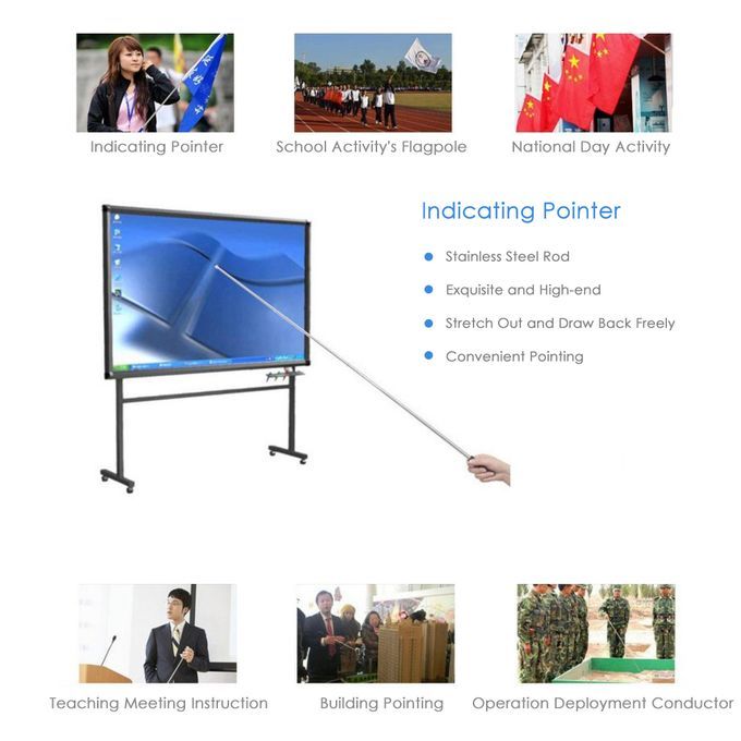 2 Meters Outdoor Stainless Steel Telescopic Flag Pole For T