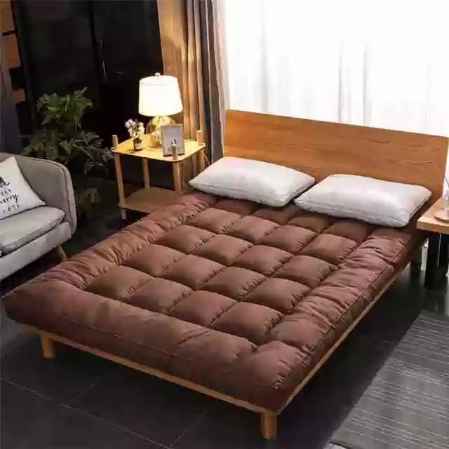 Fluffy, Quality 6cm Super Thick, Mattress Topper- Brown