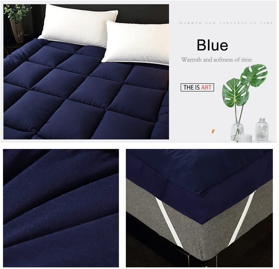 Luxe, Fluffy, Quality 6cm Super Thick, Mattress Topper -Navy Blue