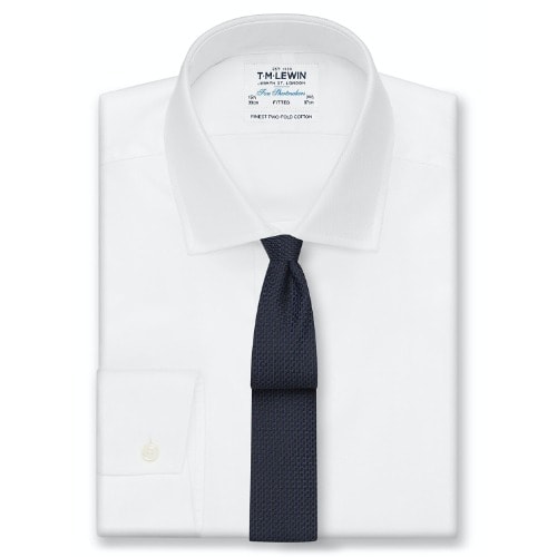 Classic Navy Textured Wool Silk Skinny Tie