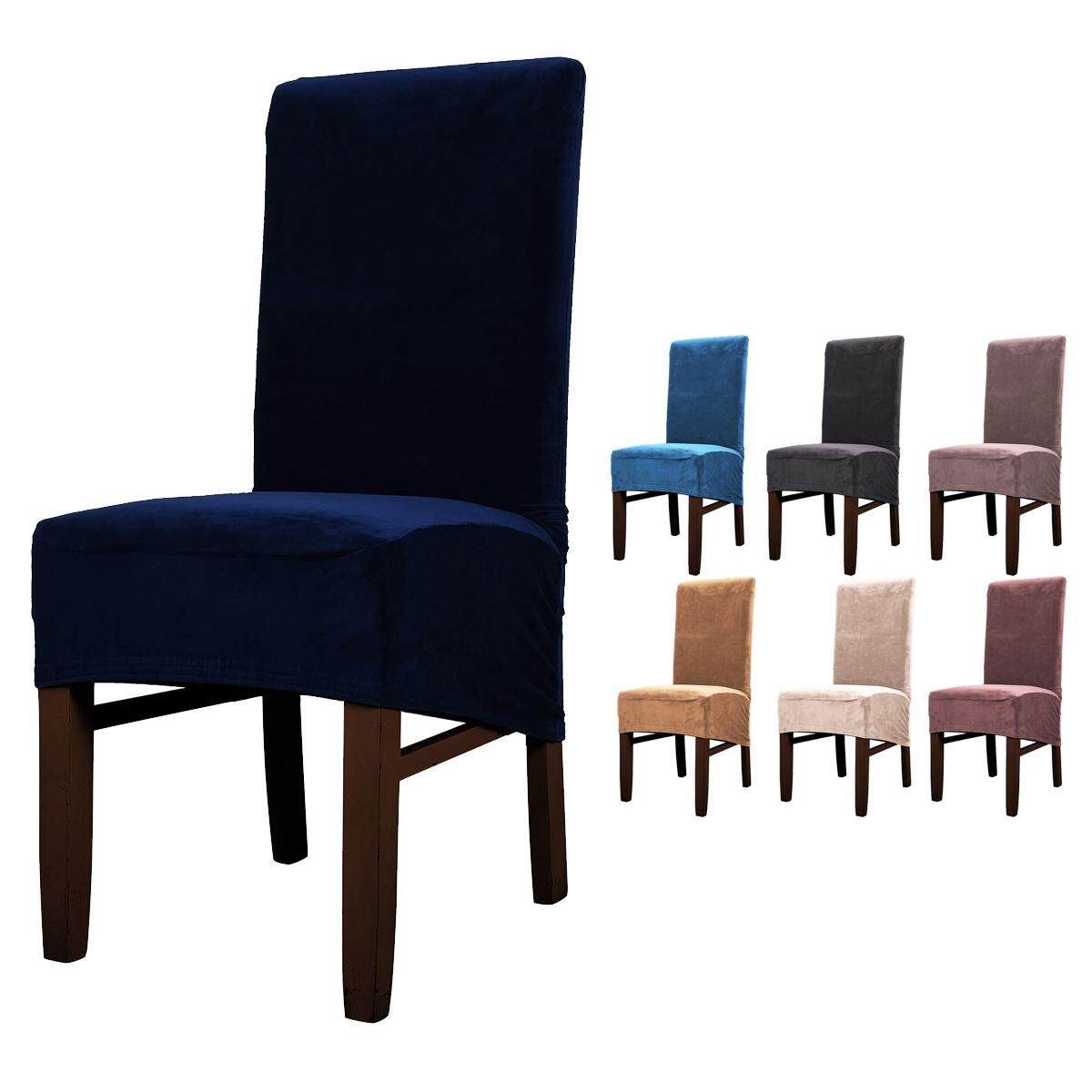 1/4Pcs Stretch Dining Chair Cover Seat Slipcover Plush Protector For Banquet Restaurant Wedding Beige