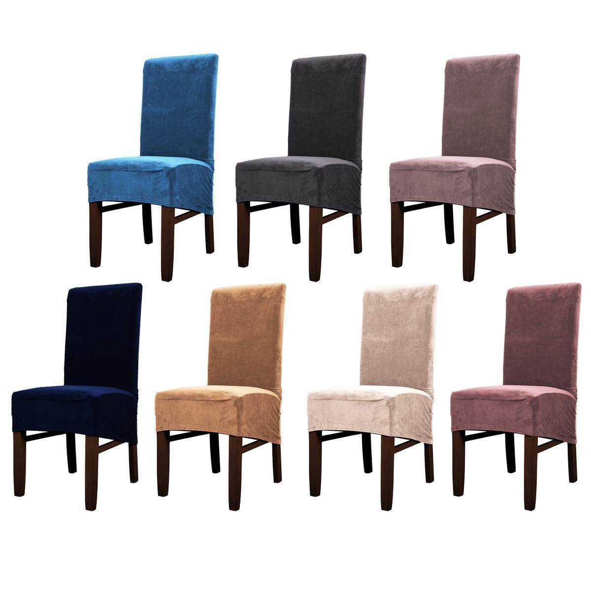 1/4Pcs Stretch Dining Chair Cover Seat Slipcover Plush Protector For Banquet Restaurant Wedding Beige